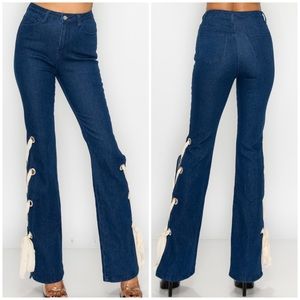 Boot cut high waist bottom laced jeggings